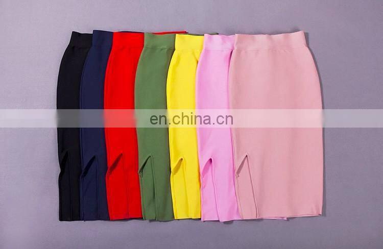 AMIGO 2017 new design red midi slit bodycon bandage dress tight pencil skirt for working women wholesale