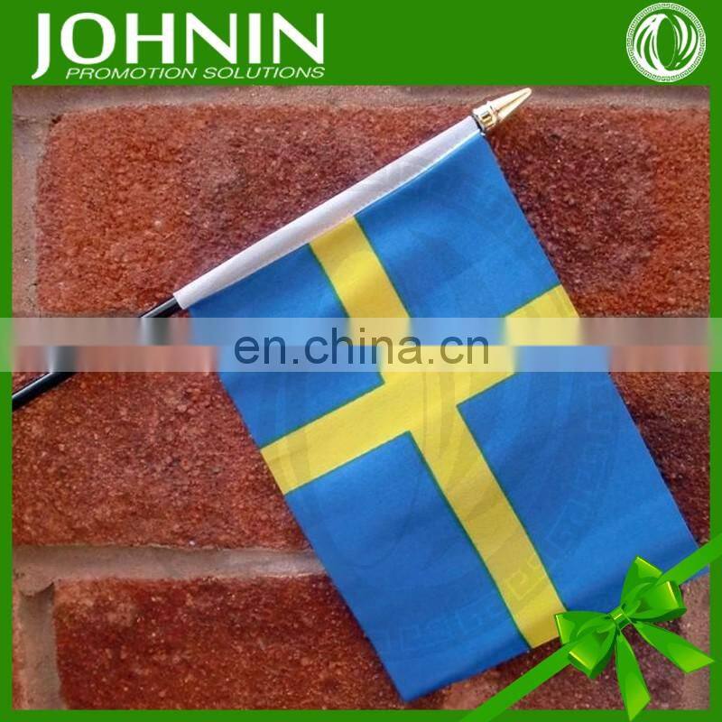 30*45cm polyester customized waving hand hold flag with plastic pole