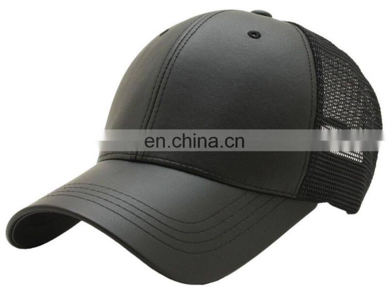 Baseball Cap Leather Lambskin Precurved Bill Snapback 'Baseball Cap