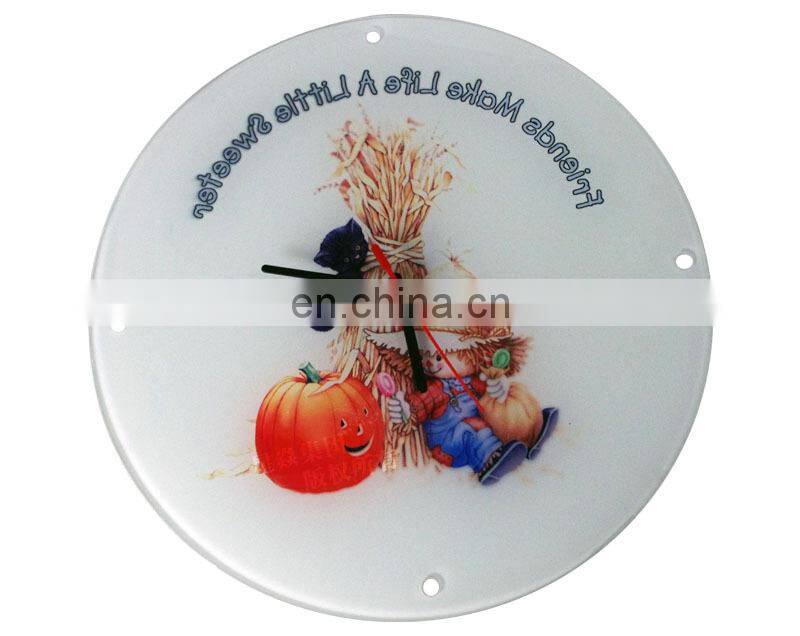 Circular Sublimation Glass Photo Frame with Clock Round photo frame wall clock
