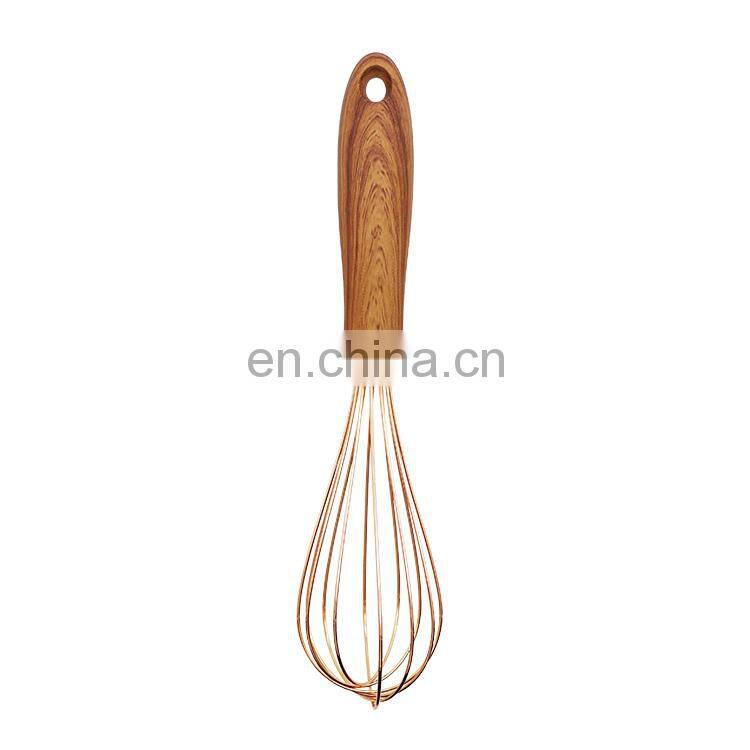 Hot Selling Kitchen Tools Manual Wood Handle Silicone Egg Beater