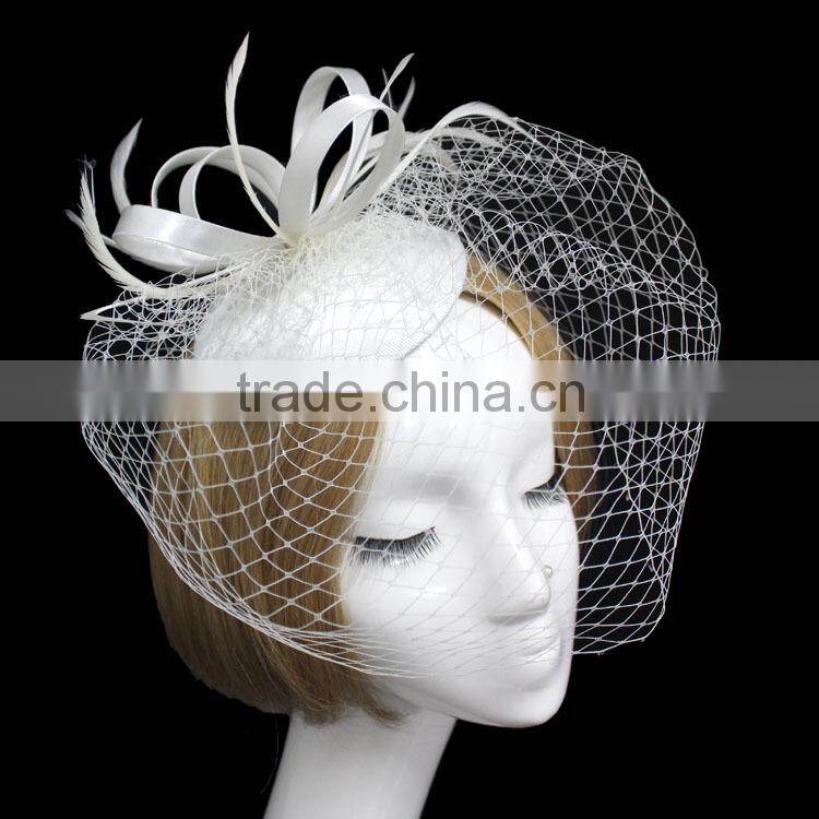 Hair Accessories Hair Clip With Feather and Veil Fascinator Hat
