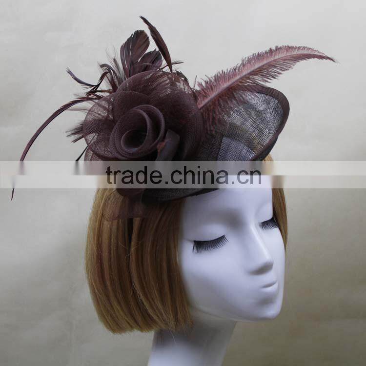 2015 Ladies Design Feather Fascinator Sinamay For Party/Races/Chuch