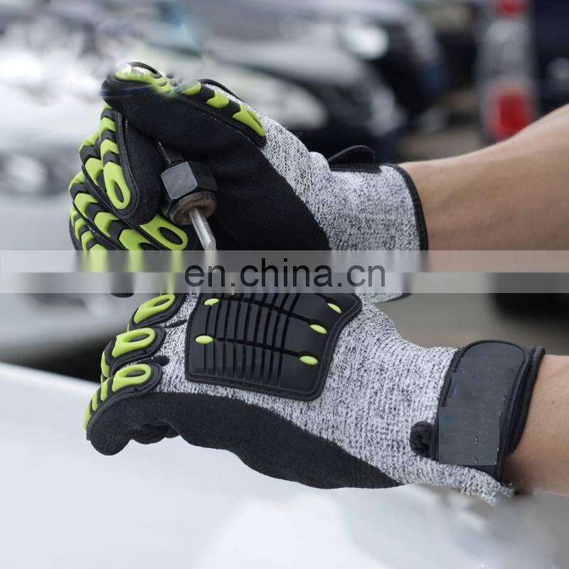High Quality Leather Work Impact Protection Winter Gloves Cut Resistant Mechanic Gloves
