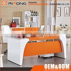 Modern brushing 304 SS frame yellow wooden executive office computer table cpmputer laptop desk