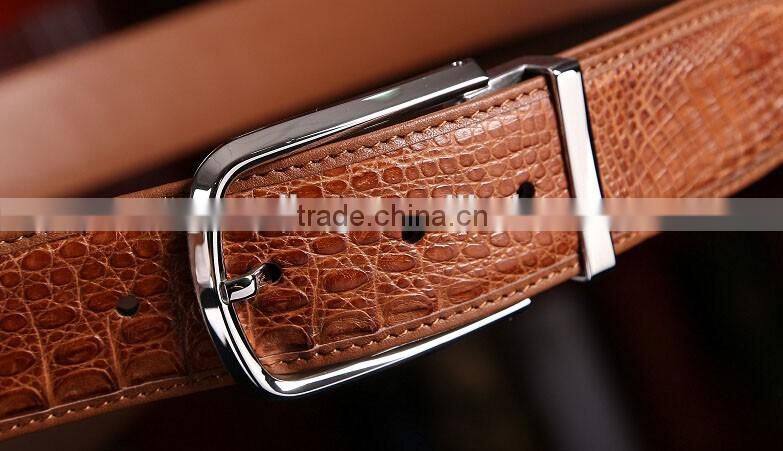 100% good quality gift genuine crocodile skin leather classic belt factory hot selling pin buckle belt for men simple noble