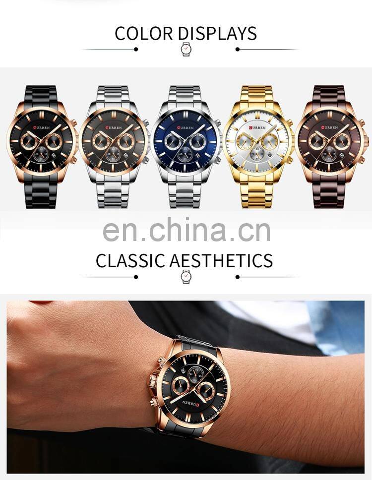 CURREN 8358 Japan Quartz Chronograph Watch Name Brand Stainless Steel Business Wrist Watch