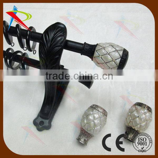 1.1-2.1m Antique Brass 19mm Metal extend Window Curtain Pole Crystal Glass Finial