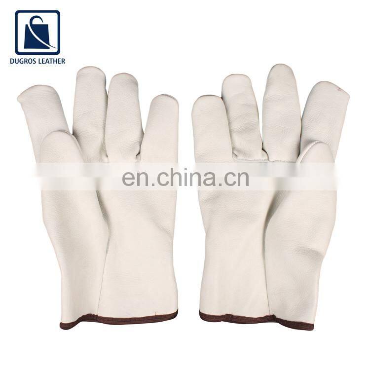 Normal Zig Zag Color Binding Straight Thumb Leather Gloves for Bulk Purchase