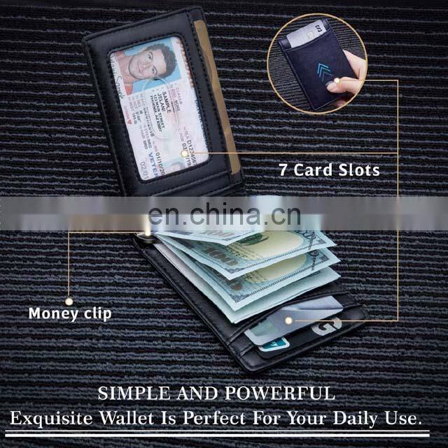 2021 Hot Selling Minimalist Slim Rfid Genuine Leather Wallet Genuine