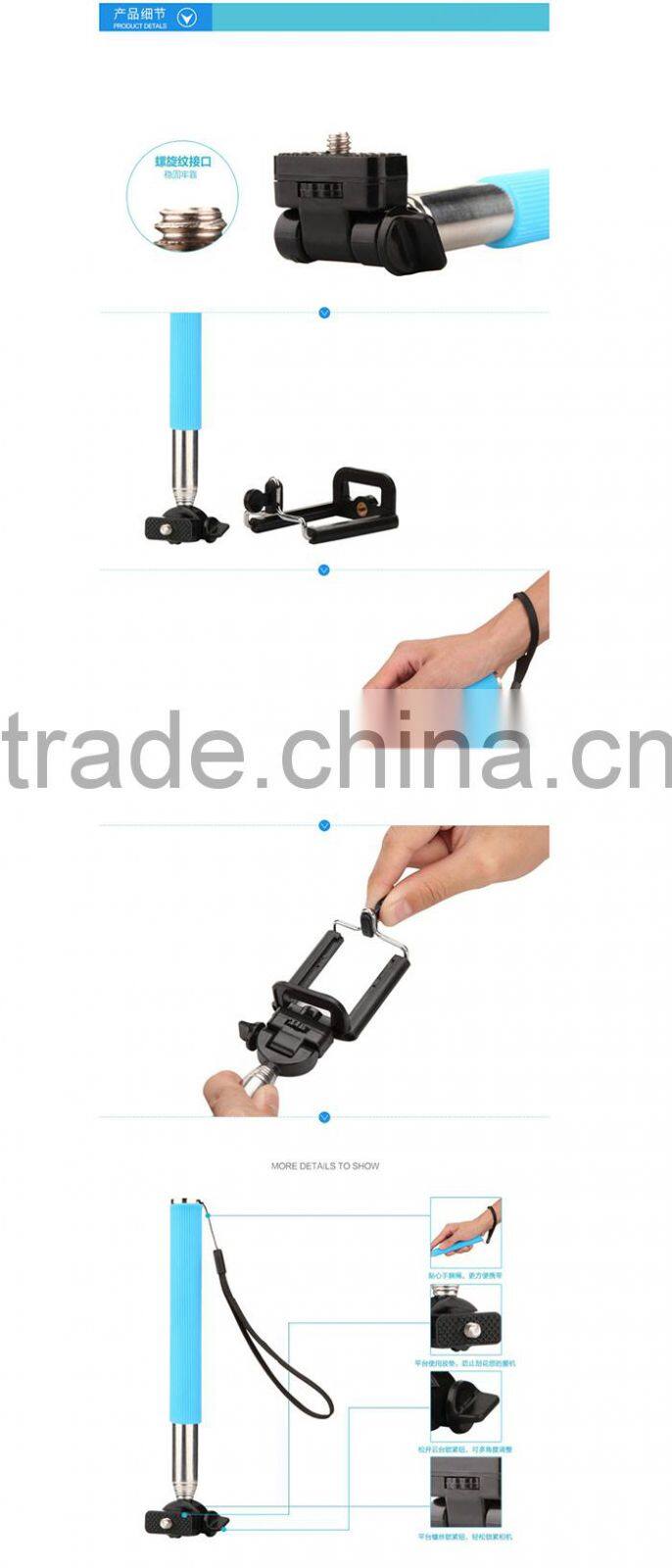 2015 hot sale products selfie stick with bluetooth shutter button monopod selfie stick