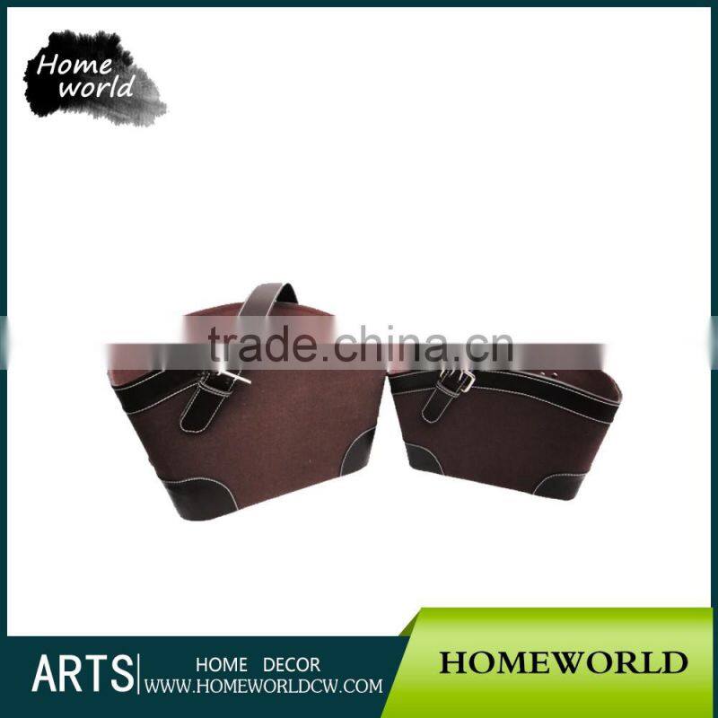 Red Color Lattice Stitching Crocodile Magazine Leather Kitchen Storage Basket