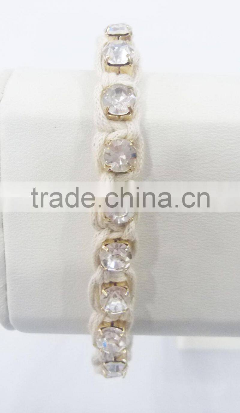 FASHION BRAIDED RHINESTONE CHAIN ADJUSTABLE BRACELET