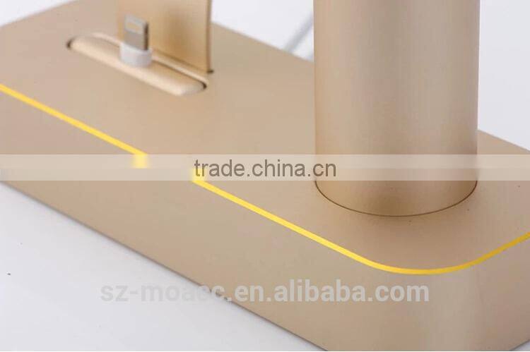 High quality for apple watch stand aluminum with stand battery charger for iPhone 5/6/6plus