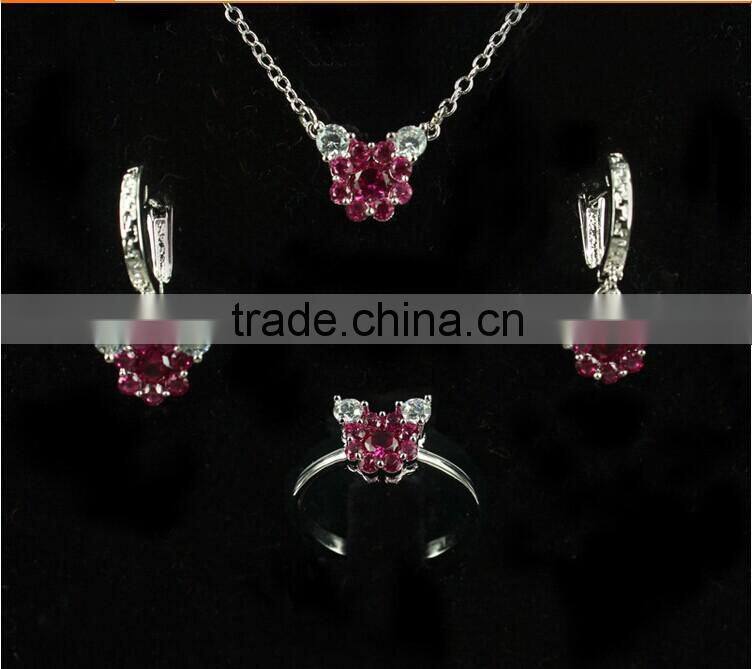 2014 Alibaba Bridal wedding jewelry necklace set diamond ruby jewelry set