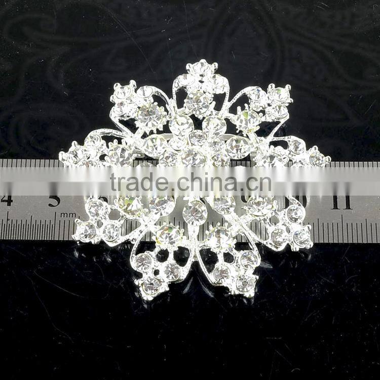 Wholesale Price Classic Zinc Alloy vintage snowflake rhinestone crystal strass brooch pins , Crystal rhinestone strass brooch