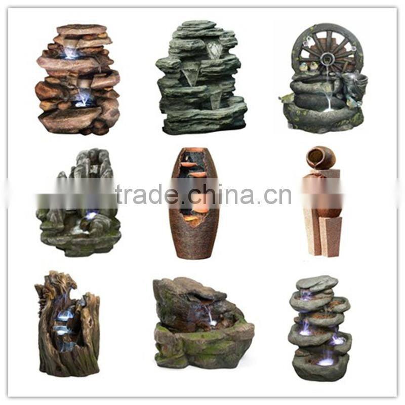 polyresin Seven Cascade Cut-Away Outdoor floor Fountain with light