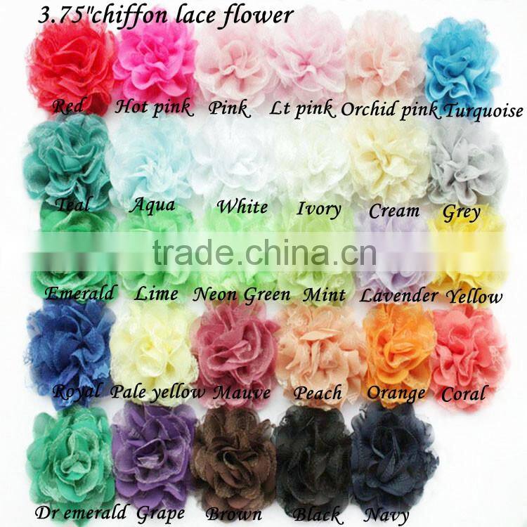 10cm chiffon lace rhinestone with pearl flower- chiffon lace flower- pearl lace flower headband