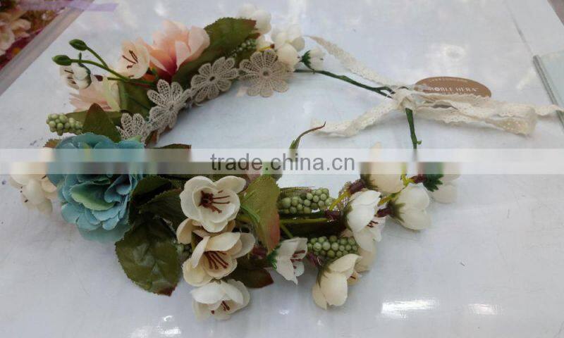 HL018 New Fashion Artificial tiara flower crown headband for wedding garland bridal headdress