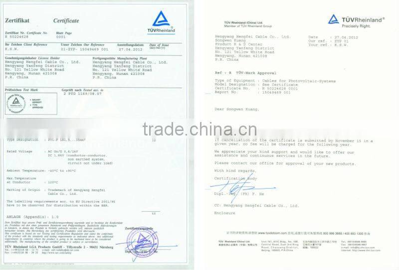 PV1-F TUV approved Solar Cable 4mm