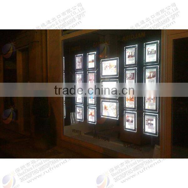 2014 Hot selling thin led double side clip Crystal Acrylic Poster light box