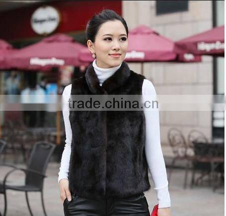 2016 Europe style high -end faux mink fur vest