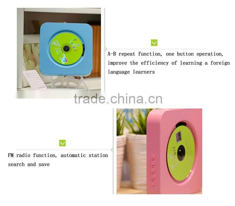 shenzhen hot selling portable wall-mounted bluetooth CD mp3 player with FM/USB/AUX