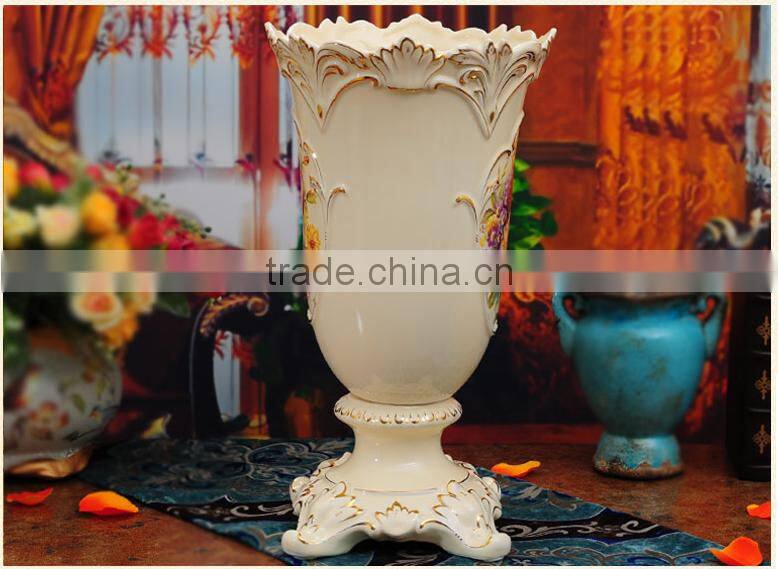 Modern luxury gold chinese ceramic vase for European style home decor