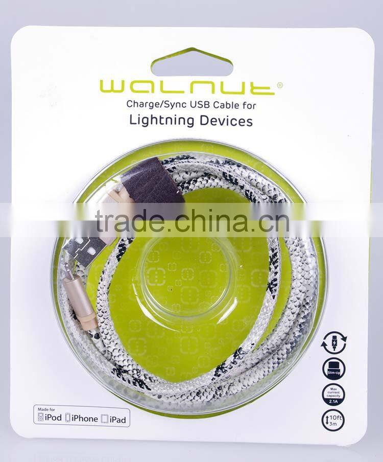 Walnut MFi 8 pin for iphone 5 charging cable