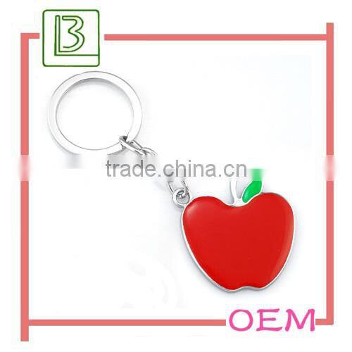 metal enamel apple keychain for promotional