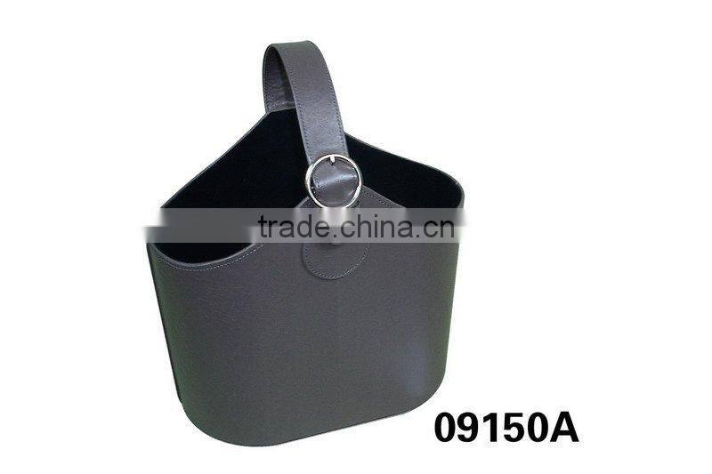 Hand made leather gift basket