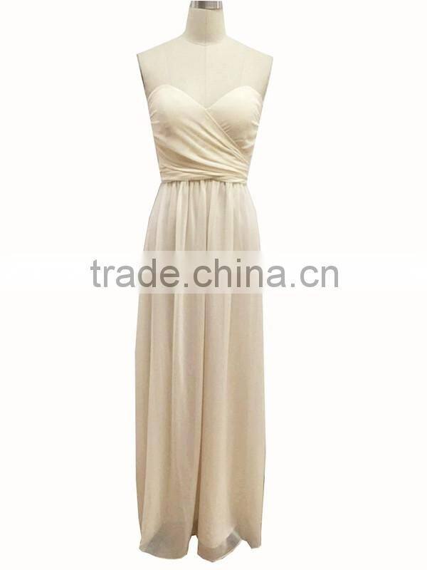 Lady's poly georgette long nude evening dress