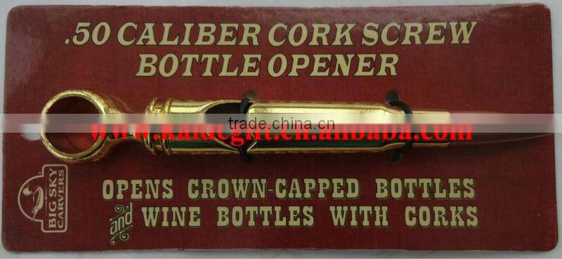 cool 50 Caliber Corkscrew & bullet beer Bottle Opener