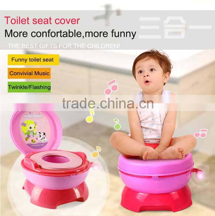 Hot selling new item with light and music 3 in 1 BO funny baby plastic toilet seat cover for kid