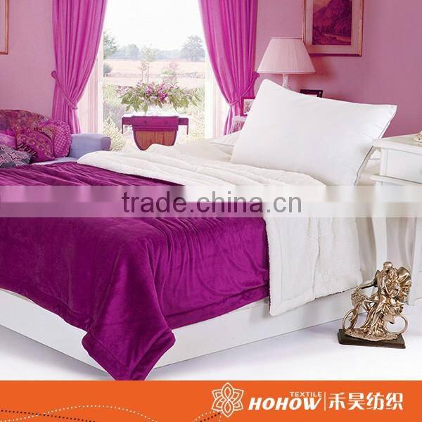 100% Polyester fiber blanket purple flannel warm plain blankets