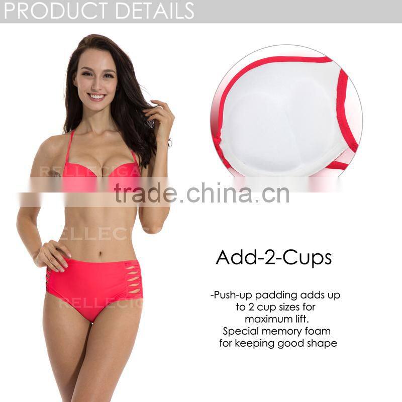 RELLECIGA 2016 Watermelon Red Push-up Halter Bikini with High Waist Bottom