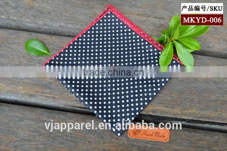 Navy Polka Dot Slant Point CUSTOM POCKET SQUARE Prefolded & Sewn