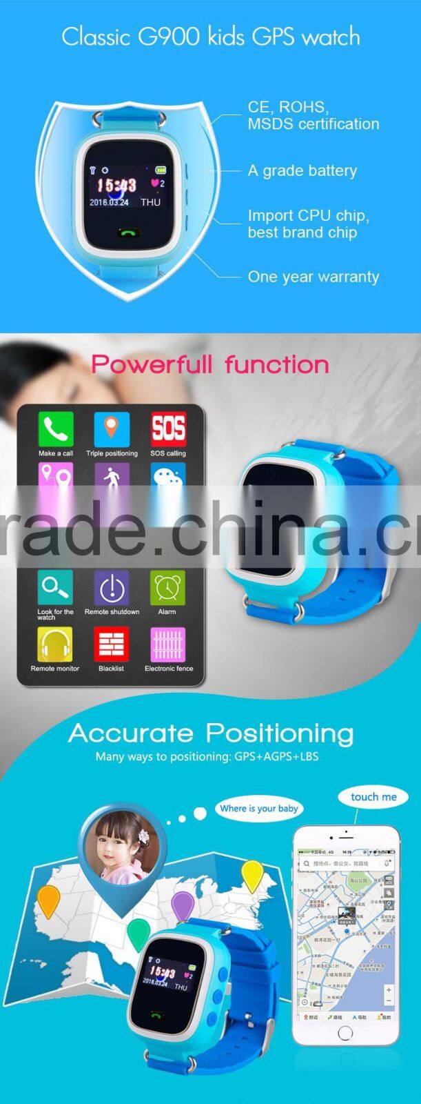 0.96 inch Color Display Smart Watch GPS For Kids