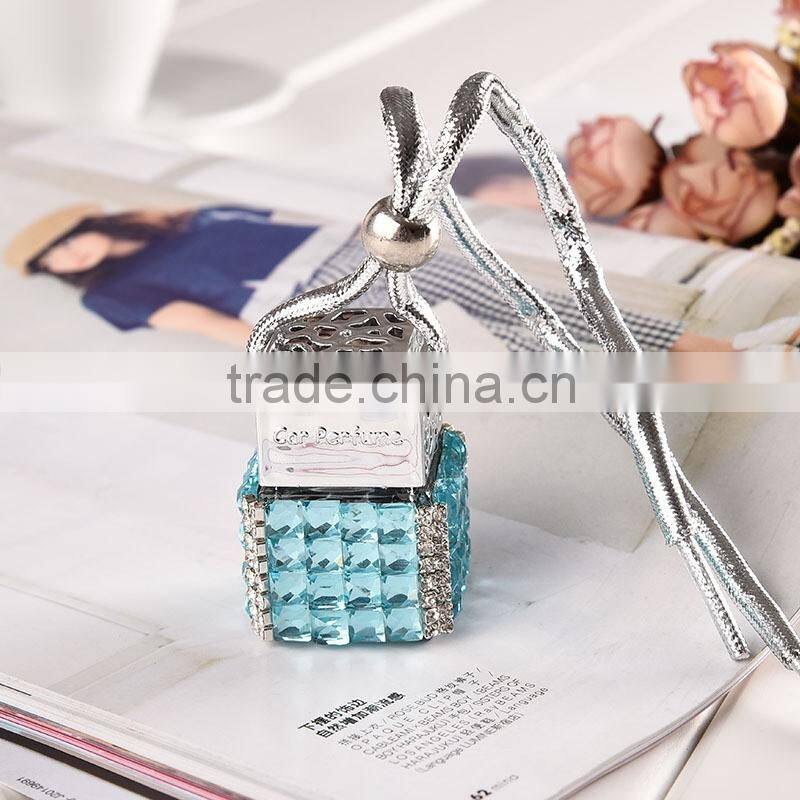 OEM High Quality perfume diffuser bottle car,Hanging car diffuser glass bottle 10ml,square car diffuser bottle