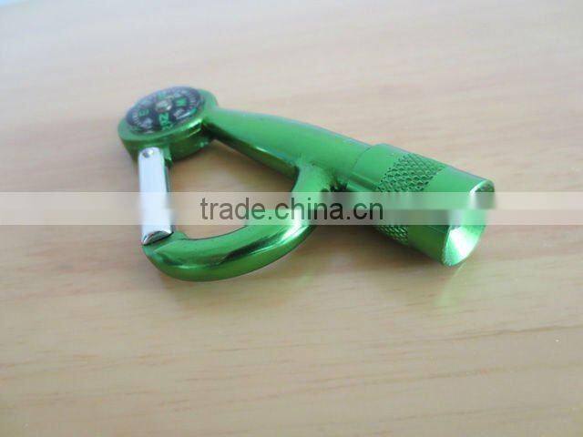 Aluminium mini carabiner LED Flashlight/Torch/hand light with compass