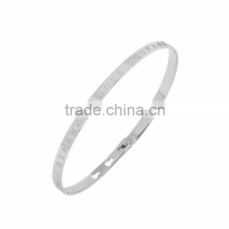 Memories Bangles with Customize Design Word 'STRENGHT HOPE COURAGE' with 4mm/7mm Width