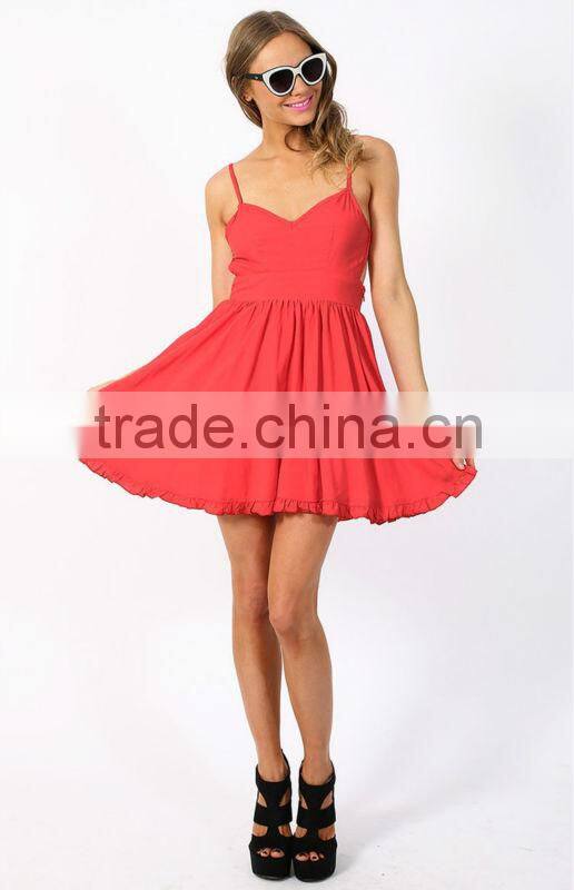 Structured Summer Red Breeze Dress
