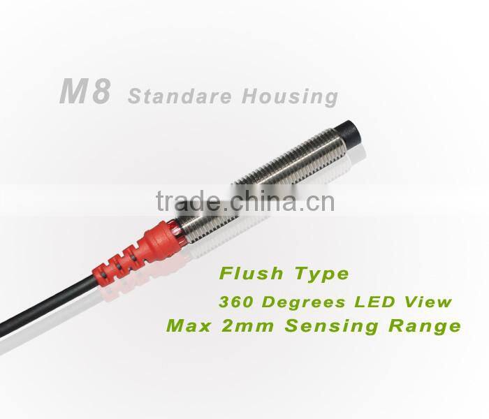 M8 F&C F3C-08KN02 Series Inductive Proximity Sensor, 2 Years warranty, 360 Degree LED View, NON-Flush 12~24VDC Sensor