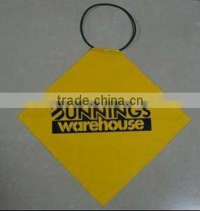 Triangle Yellow Traffic Safety flag with wood pole