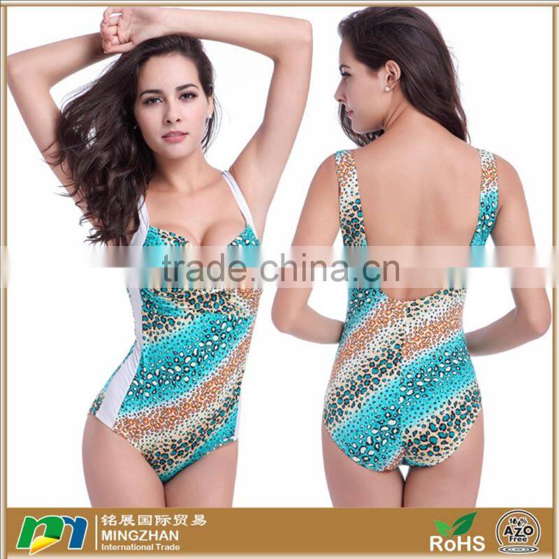 Women's Printed Spandex Nylon Backless One Piece Swimsuit Bikini