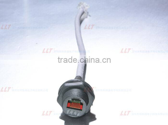 IP67 waterproof RJ45 plug and socket attached with CAT 5E cable