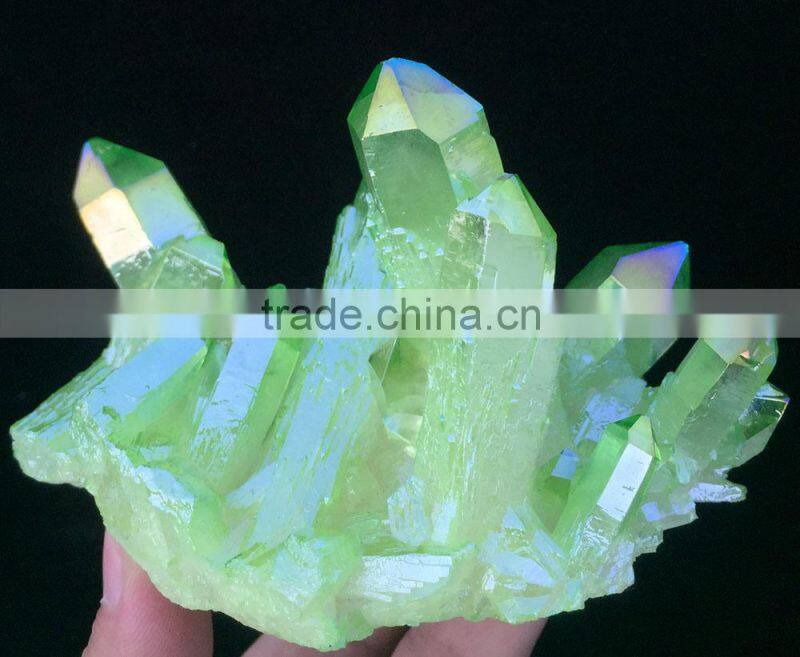 large green electroplating crystal cluster for selling