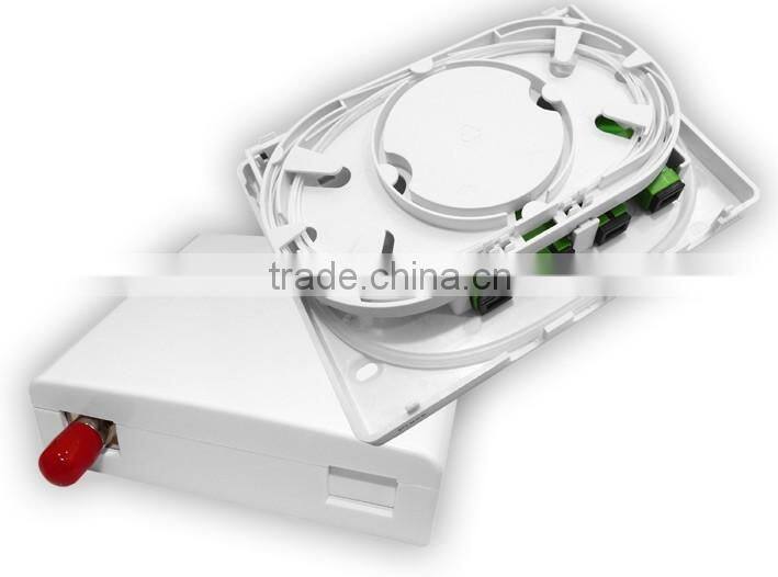 2/4 port Ftth indoor fiber box, optical fiber terminal box with sc fiber adaptor and sc fiber pigtail