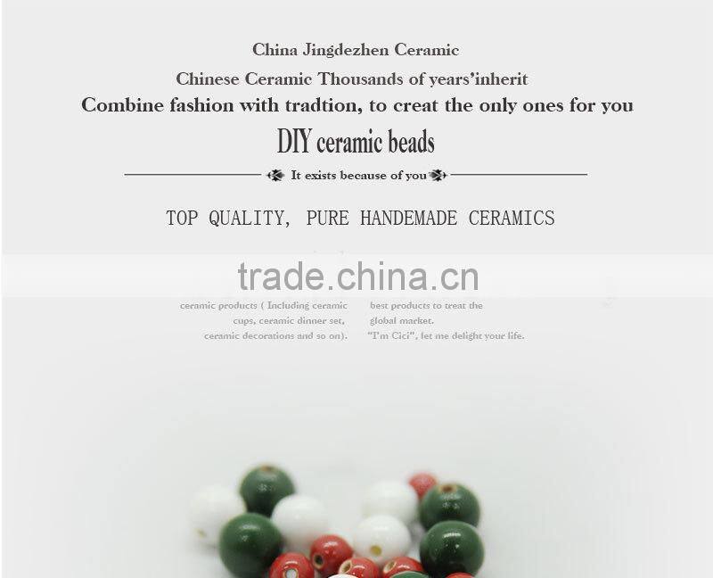 2015 Fashion red and white porcelain design beads for girls wholesale CC-B028