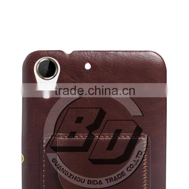 Fashionable Popular Pu leather Kickstand card pocket on back cover For HTC Desire 728 lowest price